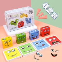 Mainan Edukasi Rubik's Cube 3x3: Puzzle Blok Pembangunan Ekspresi Wajah, Ideal untuk Anak dan Keluar