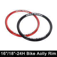 16 Inch 305 24 Hole/18 Inch 355 24 Hole Bike Rim Double-Layer Aluminum Alloy Bicycle Rim Disc Brake Black Red Silver Customized