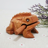 木魚 青蛙木雕擺件手工雕刻蛤蟆木魚創意發聲玩具實木蟾蜍工藝品『XY33976』