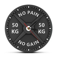 NO PAIN NO GAIN 50KG Barbell Modern Printed Acrylic Wall Clock Weight Lifting Dumbbell Bodybuilding Wall Watch Gym Decor Gift