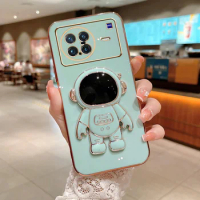 Cute Astronaut Bracket Soft Shockproof Electroplated Case For Vivo X Note X80 Pro