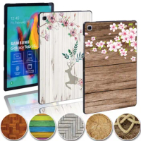 Printed Wood Slim Tablet Cover Case for Samsung Galaxy Tab A A6 10.1"/A 9.7 10.1 10.5"/Tab E 9.6 "/Tab S5e 10.5" Plastic Cases