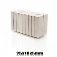 2/5/10/20/50pcs 25x10x5 Strong Neodymium Magnet Thickness 5mm Block Permanent Magnets 25x10x5mm Powerful Magnetic 25*10*5