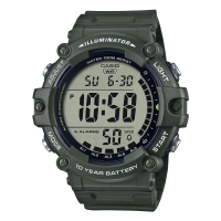 【CASIO 卡西歐】電子錶 橡膠錶帶 加長錶帶 黑 寬型LCD顯示螢幕 十年電力 防水 AE-1500(AE-1500WHX-3A)