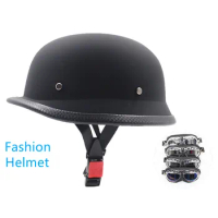 Motorcycle Helmet Size S-XXL Riding Vintage Cruiser Touring Half Helmets Moto Bicycle Scooter Skating Baseball Cap with Goggles