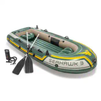 INTEX 68380 Inflatable Seahawk 3 Persons Boat Set with Oars &amp; Pump Boat for rafting