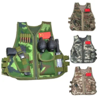 Military Kids Camouflage Sniper Vest Children CS Game Hunting Clothes Children Cosplay Costume Airsoft Sniper Uniform