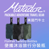【Matador 鬥牛士】FlatPak Toiletry Bottle 便攜沐浴旅行分裝瓶三入組(黑色/綠色/藍色)