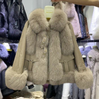 Coat Locomotive Winter Fox Fur Women 2023 New Korean Real Fur Jackets for Women Geniune Leather Jacket Female Coat Thick Warm