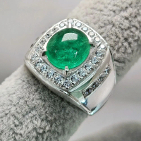 natural emerald muzo Colombia 3ct Ring Silver 999.9 Handmade 2323