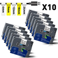 10PK Label Tape for Brother Flexible ID Tape 6/9/12/18/24mm FX231 FX221 FX211 FX241 FX251 FX631 FX621 FX641 for Brother Printer