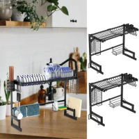 Multifunctional Over Sink Dish Drying Rack Kitchen Cabinet Organizers Dish Drainer Rack Plate Spoon Pot Lid Holder For Plates
