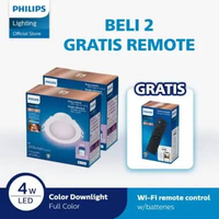 Beli 2 Philips Lampu Smart WiFi LED Downlight 4W D75 Color RGB Dapat 1 Remote