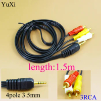 3.5mm Jack to 3 RCA Male Plug Adapter Audio Converter Video AV Cable For Freesat V7 for HD FREESAT V7 MAX satellite Receiver