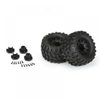 PRO-LINE PRE-MOUNTED HYRAX 2.8INCH ALL TERRAIN TIRES 2 PCS W/ BLACK RAID RIM FOR TRAXXAS STAMPEDE 1/10 RC MONSTER TRUCK#PRO10190