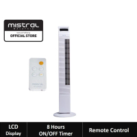 Mistral Tower Fan MFD640R with Remote Control / Built-In Ionizer / LED Display / 8 Hr Timer / 3 Spee