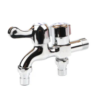 1pc Alloy 1/2" thread faucet water tap washing machine 2 way faucet wall mount Bibcock garden tap connector
