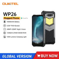 Oukitel WP26 Rugged Smartphones 6.58Inch FHD 10000mAh Large Battery MTK P90 13GB(8+5)+256GB 48MP+20MP Night Camera Mobile Phones