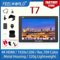 FEELWORLD portable monitor T7 7" 4K On-camera Monitor HDMI Input/ Output IPS 1920x1200 Rugged Aluminum Housing camera monitor