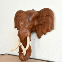 泰國木雕實木大象壁掛中式動物裝飾工藝品裝飾畫別墅會所個性墻飾