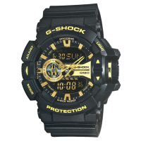 G-SHOCK街頭搖滾金屬風多層次雙顯運動錶(GA-400GB-1A9)金面51.9mm