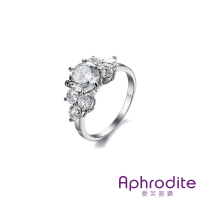 【Aphrodite 愛芙晶鑽】八心八箭閃亮水鑽花形造型鈦鋼戒指