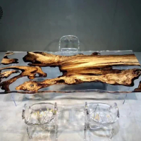 Custom Factory Wholesale Epoxy Resin Table Made From France Poplar Wood Slab Custom Order River Table for Dining Room Fur