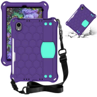 For iPad Mini 6 Kids Case with Shoulder Strap Pencil Holder New iPad 6th Generation 2021 Shockproof Back Cover Funda Kickstand