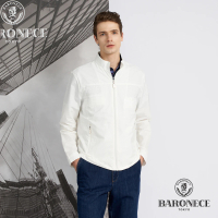 BARONECE 百諾禮士 男款 抗UV素面立領薄夾克外套-白色(1198662-90)
