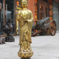 31" Tibet Bronze Buddhism lotus stand Sakyamuni Buddha Shakyamuni Statue