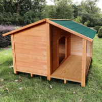 Outdoor Solid Wood Waterproof Dog Houses Large, Medium and Small Anti-corrosion Pet Houses Villa Indoor Dog House Kennels B