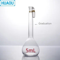 HUAOU 5mL Volumetric Flask Class A Neutral Glass with one Graduation Mark and Glass Stopper Laboratory Chemistry Equipment