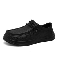 新款爆款大碼輕便休閒皮鞋男防油防滑廚師鞋跨境一腳蹬駕車休閒鞋