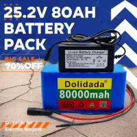 29.4V 80000mAh 24V 80Ah 7S3P 18650 Battery BMS Electric Bicycle Moped Electric Wheelchair Li Ion Battery Pack 29.4V 2A Charger