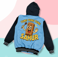 Hoodie Varsity Anak Karakter Anomali Tung Tung Sahur Jaket Varsity Anak Unisex