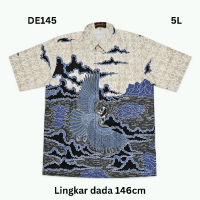 5L Kemeja batik pria jumbo lengan pendek bahan dobby lapis trikot ukuran 5L