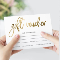 100 pc Custom Gold Gift Voucher/ Gift Certificate / Gift Cards / Shop Voucher / Personalized Gift Voucher silver color