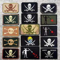 Death Pirate Flag Embroidery Patches Emblem Military Army NAVY SEALS Trident Skull Blackbeard Tactical Badges for Clothes