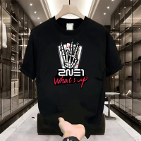 Men's White T-Shirt Women Cartoon Prints Loose Fit Skeleton Hand Basketball 2ne1 What's Up Cotton CO