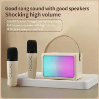 Portable Wireless Microphone Karaoke Machine Speaker Handheld Karaoke Mic Bluetooth Speaker RGB Colorful LED Lights