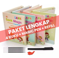 [ISI 4 BUKU + PULPEN + REFILL] Buku Ajaib Bisa Hapus Sendiri, Sank Magic Alphabet Practice Book Set 