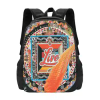 Live The Distance To Here Fashion Pattern Design Travel Laptop School Backpack Bag Live Band Fishing Japanese Koi Pond Koi Fish