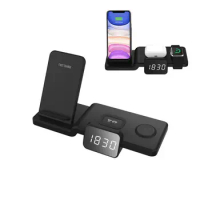 4 in 1 with Time Display Qi Wireless Charging Station Dock Phone Stand for apple watch charger iPhone 12 AirPods Samsung
