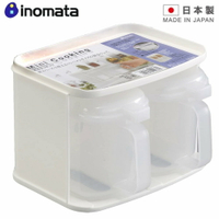 asdfkitty*日本製 INOMATA 調味料罐收納架組-可疊放(調味料罐附湯匙2個+收納架1個)-鹽罐 糖罐 調味粉罐