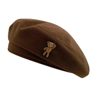 Mũ Nồi Icon Hình Gấu JBR08 Jussy Official Nón Beret Gấu Chất Vải Nỉ Dày 2 Lớp Có Dây Rút Thu Nhỏ Nhi