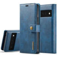 DG.Ming Leather Magnetic Case For Google Pixel 6 6A 6 PRO Double-Folding Wallet Detachable Flip Cover for Pixel 7 7 Pro Pixel 5A