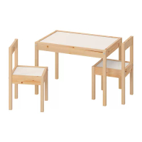 LÄTT 兒童一桌二椅組, 白色/松木