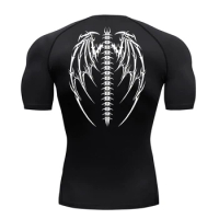 Anime Graphic Compression Shirts for Men Gym Workout Rash Guard Fitness Undershirts Base Layer Quick Dry Athletic Tshirt