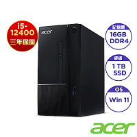 Acer 宏碁 TC-1770 十二代6核桌上型電腦(i5-12400/16GB/1TB/Win11)