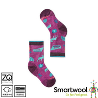 【SmartWool 美國 孩童健行輕量避震印花中長襪國家公園《粉霧紫》】SW001491/登山/羊毛襪/兒童襪